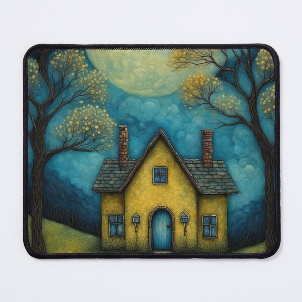 Item preview, Rural night landscape of France in the style of naive art designed and sold by BoBiloArt.