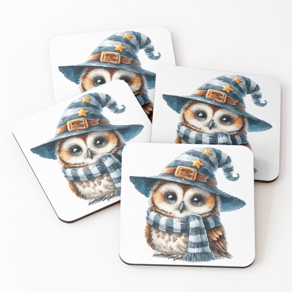 Item preview, Watercolor Owl in Blue and Gray Wizard Garb - Scholarly Avian Art Print designed and sold by 2ndSketch.