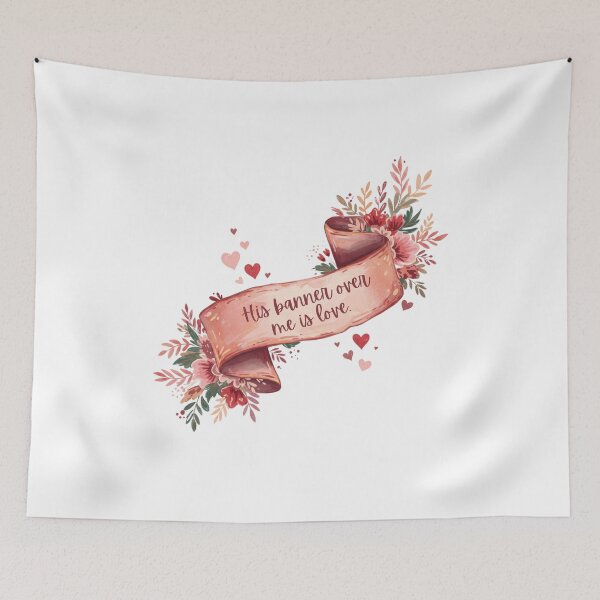 Aperçu de l'œuvre Bannière florale « Sa bannière sur moi est l'amour » créée et vendue par Faithloveshop.