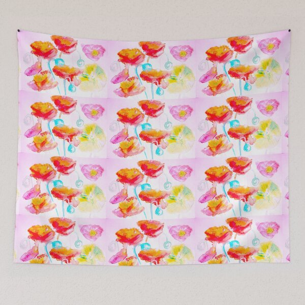 Item preview, Poppy Watercolor Painting - Orange Red Pink Iceland designed and sold by Sarah  Rajkotwala.