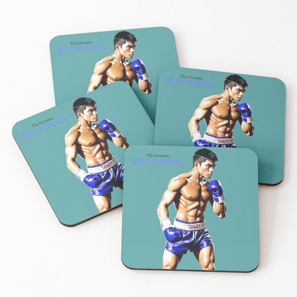 Item preview, Muay Thai Warrior – Determined Fighter in Blue Shorts designed and sold by CharmingGarden.