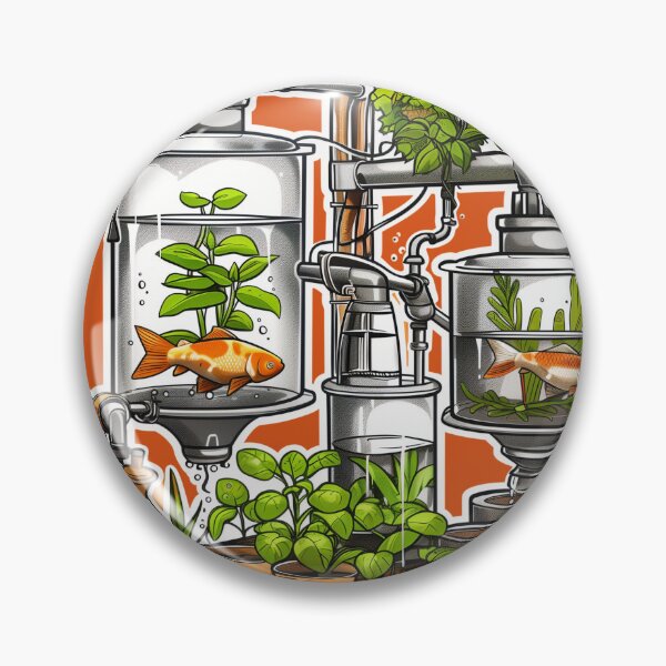 Item preview, Pegatina de sistema de acuaponía | Diseño ecológico de peces y plantas para camisetas designed and sold by GenXSchematic.