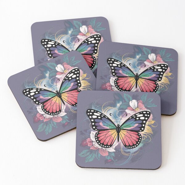 Item preview, Cosmic Rainbow Butterfly with Floral Dreamscape designed and sold by BirdsnStuff.