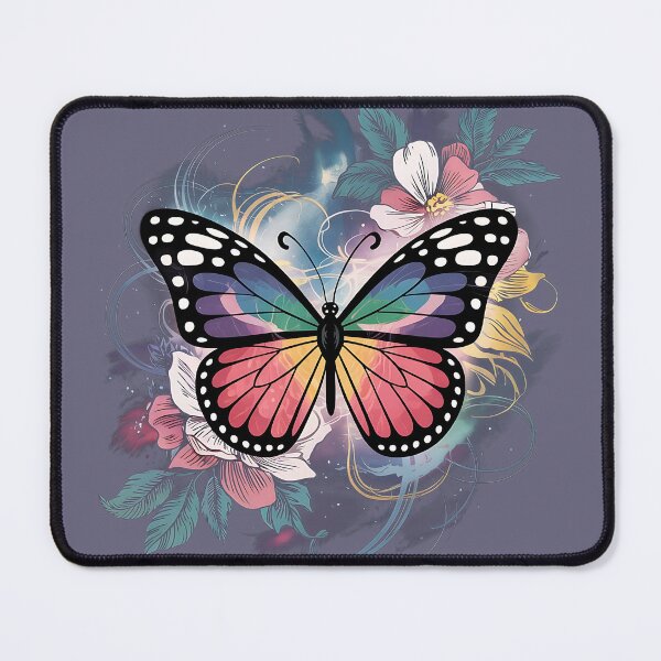 Item preview, Cosmic Rainbow Butterfly with Floral Dreamscape designed and sold by BirdsnStuff.