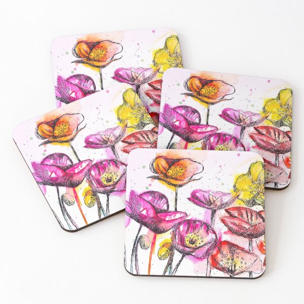 Item preview, Purple Red Poppy Watercolor Painting Abstract Art Splash designed and sold by Sarah  Rajkotwala.