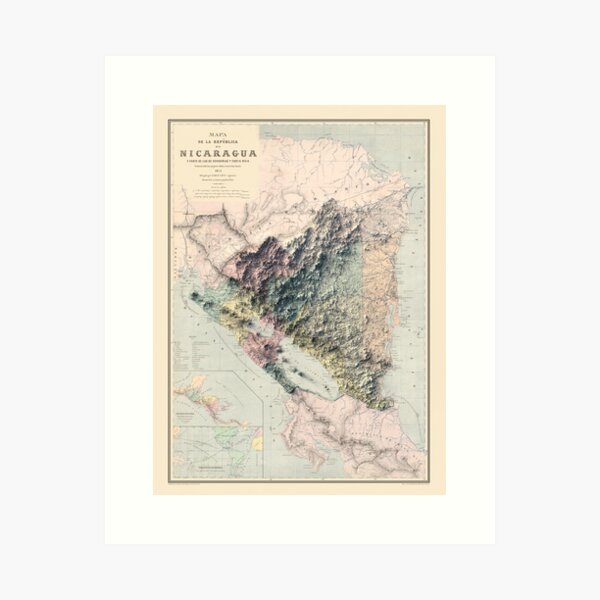 Item preview, 1873 Nicaragua Relief Map 3D digitally-rendered designed and sold by ThinkAboutMaps.