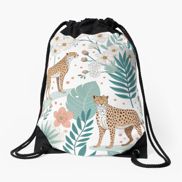 Vista previa del artículo con la obra «Estampado floral bohemio de guepardo, estética de safari en la jungla, estampado animal único», diseñado y vendido por DeRosa3DDesigns.
