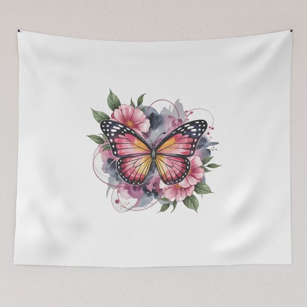 Item preview, Watercolor Pink Blooming Butterfly designed and sold by BirdsnStuff.