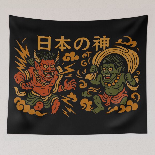 Item preview, Japanese Thunder & Wind Gods – Raijin & Fujin Style Art | 日本の神 designed and sold by TheTrendsDesk.