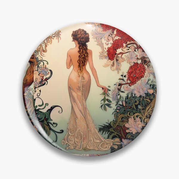 Item preview, Filigree, Art Nouveau Beautiful woman walking and Pohutukawa Tree designed and sold by CristalleLisa.