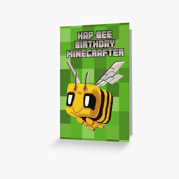 Artikel-Vorschau von Kopie der Geburtstagskarte – Für sie – Von ihm – Biene – Minecrafter, designt und verkauft von HomeOfPinkPeach.