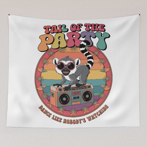 Item preview, Lemur Disco Party Art – Tail of the Party Design designed and sold by WildlifeInc.