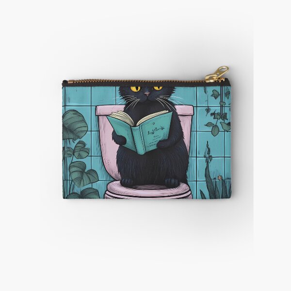 Item preview, Black Cat on Toilet Reading, Retro Funny Cat  designed and sold by DigitalEffects.