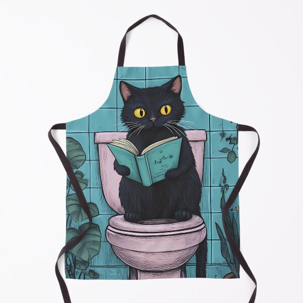 Item preview, Black Cat on Toilet Reading, Retro Funny Cat designed and sold by DigitalEffects.
