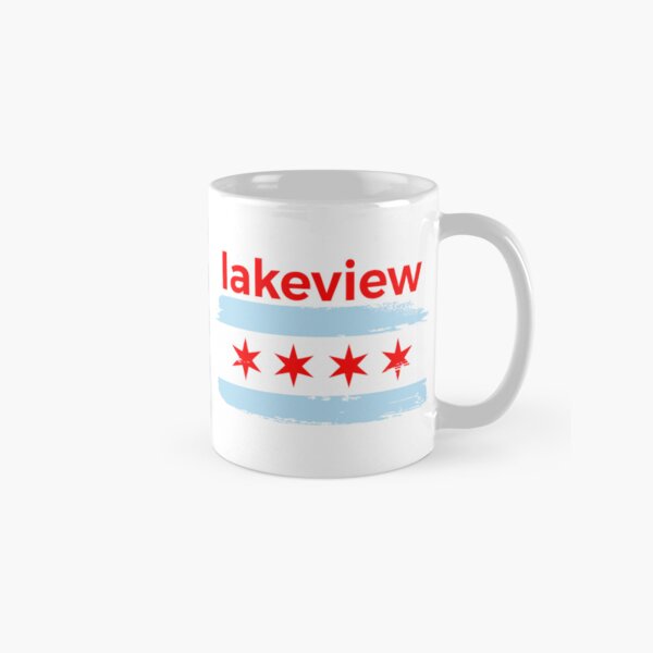 Vista previa del artículo con la obra «El barrio Lakeview de Chicago», diseñado y vendido por ChicagoTees.