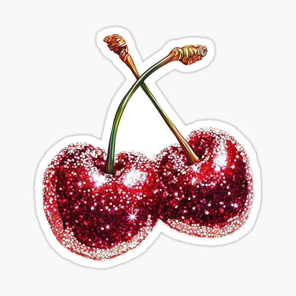 Item preview, Glitter Cherry Pair with Sparkle Texture designed and sold by Anastasiia Yurevych.