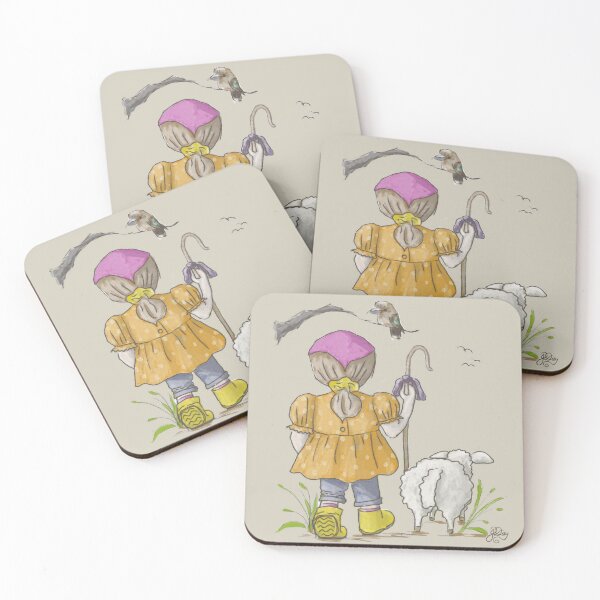 Item preview, Girl Lamb Sheep Shepherdess Illustration designed and sold by Jaana Day.