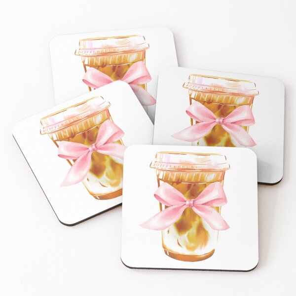 Item preview, Caramel Coffee Frappuccino with Pink Bow – Coquette Feminine Aesthetic Drink Art designed and sold by DivinePassion.
