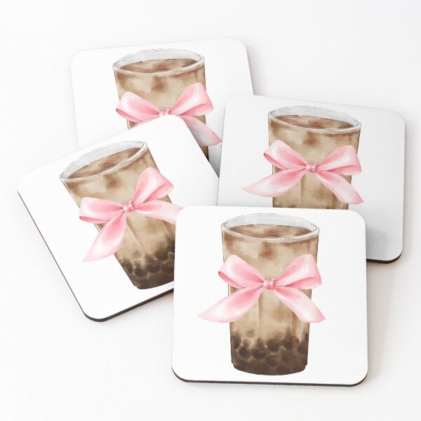 Item preview, Feminine Boba Milk Tea with Pink Bow – Coquette Aesthetic Drink Art designed and sold by DivinePassion.