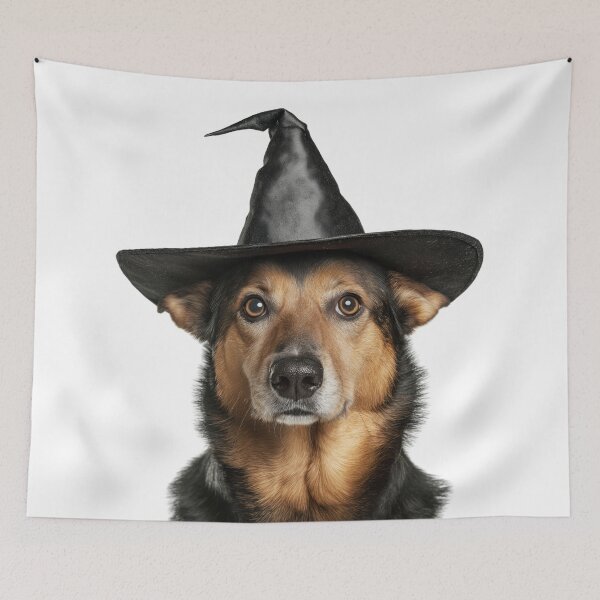 Item preview, Chinook Dog Wearing Halloween Witch Hat designed and sold by LazyOwlStore.