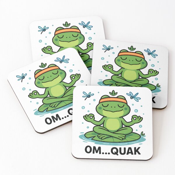 Item preview, Om...Quak – Funny yoga frog on water lily designed and sold by DigitalPartisan.