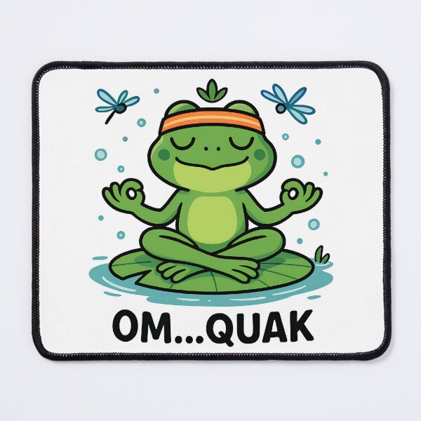 Item preview, Om...Quak – Funny yoga frog on water lily designed and sold by DigitalPartisan.