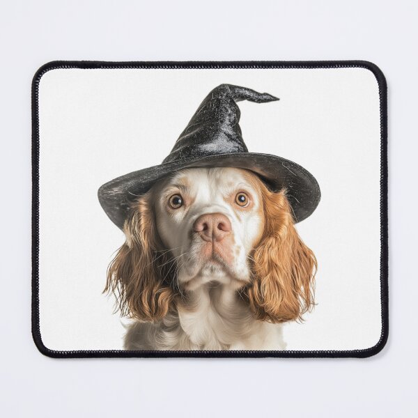 Item preview, Clumber Spaniel dog Wearing Halloween Witch Hat designed and sold by LazyOwlStore.