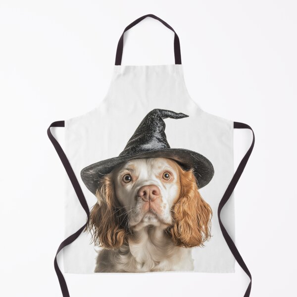 Item preview, Clumber Spaniel dog Wearing Halloween Witch Hat designed and sold by LazyOwlStore.