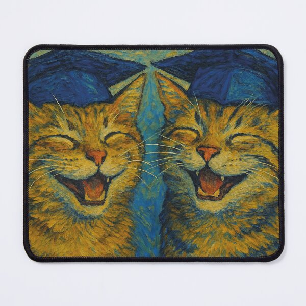 Item preview, two cats celebrating graduation, Van Gogh designed and sold by Mauswohn.