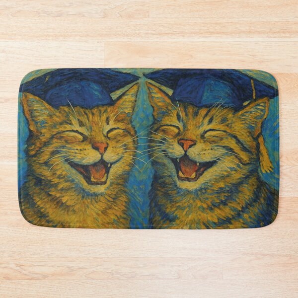 Item preview, two cats celebrating graduation, Van Gogh designed and sold by Mauswohn.