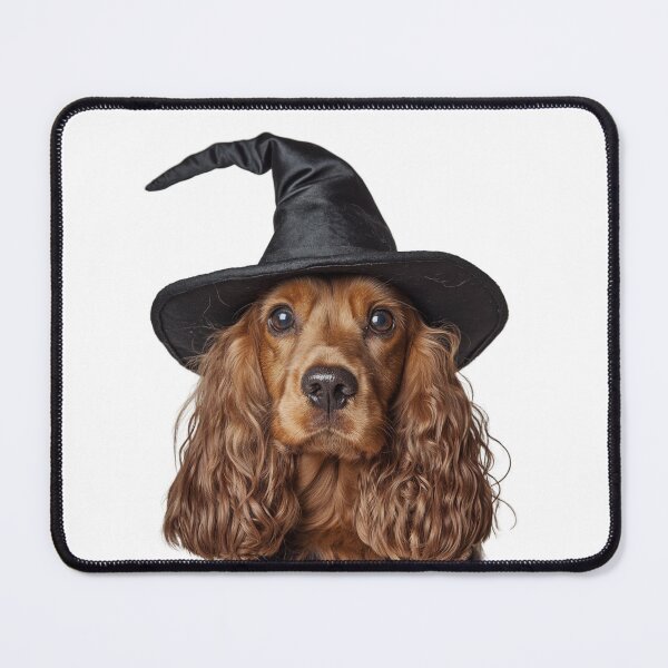 Item preview, Cocker Spaniel dog Wearing Halloween Witch Hat designed and sold by LazyOwlStore.