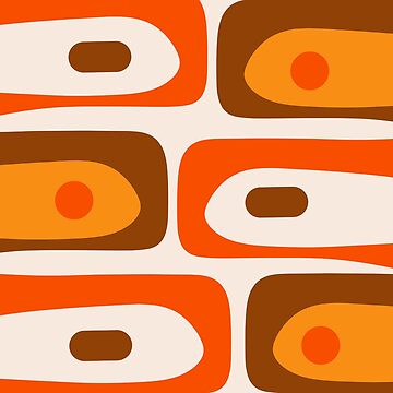 Artwork thumbnail, 70s Mid Century Modern Piquet Retro Geometric Pattern in 1970s Brown and Orange by kierkegaard