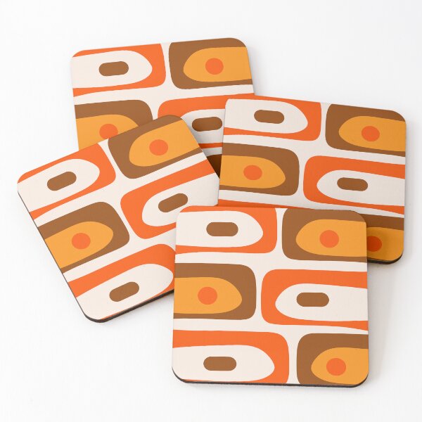 Item preview, 70s Mid Century Modern Piquet Retro Geometric Pattern in 1970s Brown and Orange designed and sold by kierkegaard.
