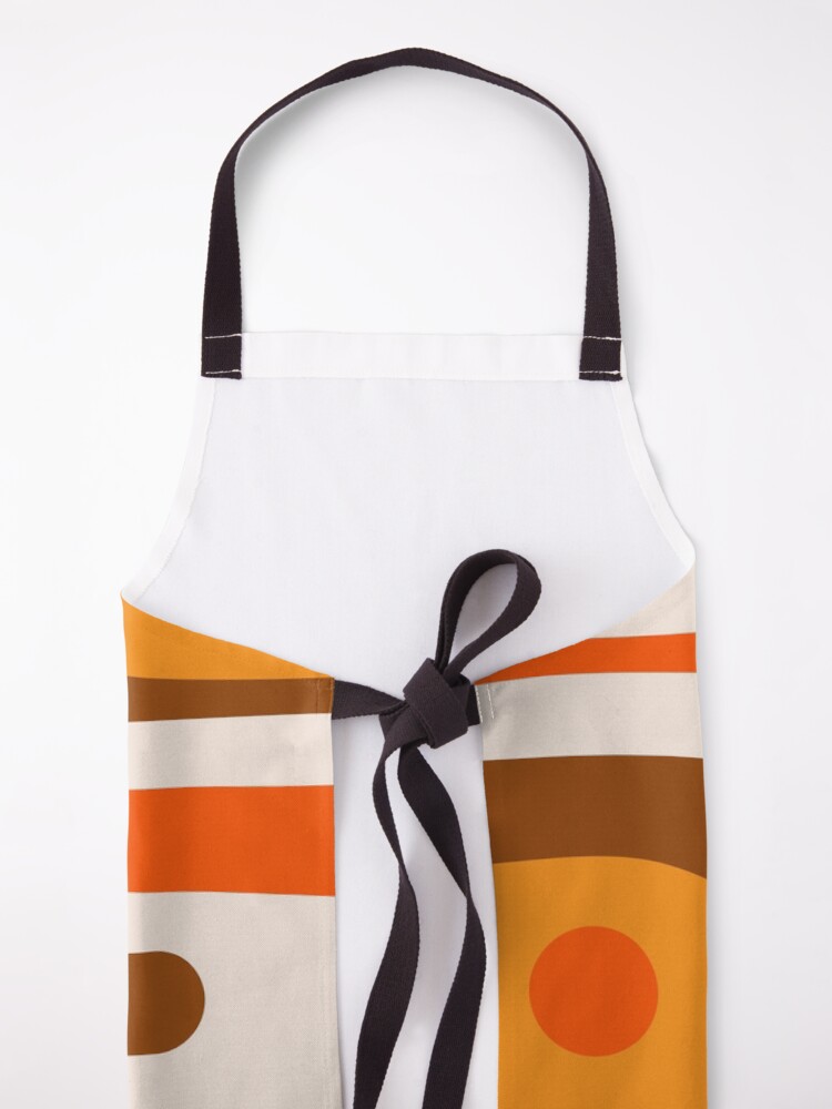 Thumbnail 5 of 6, Apron, 70s Mid Century Modern Piquet Retro Geometric Pattern in 1970s Brown and Orange designed and sold by kierkegaard.