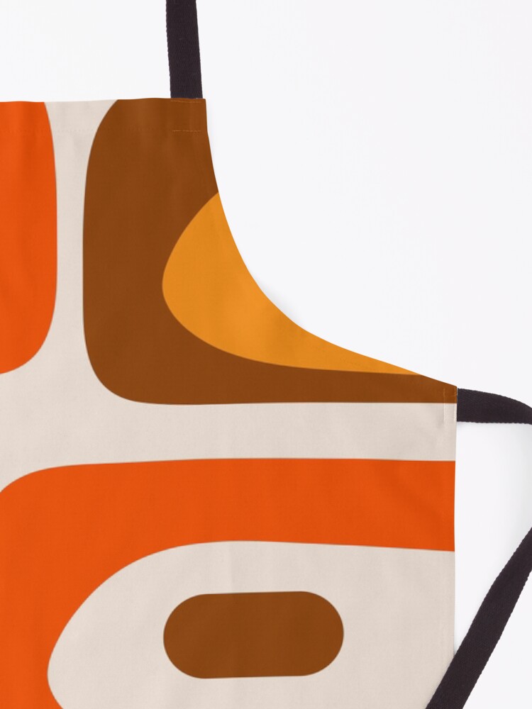 Thumbnail 3 of 6, Apron, 70s Mid Century Modern Piquet Retro Geometric Pattern in 1970s Brown and Orange designed and sold by kierkegaard.