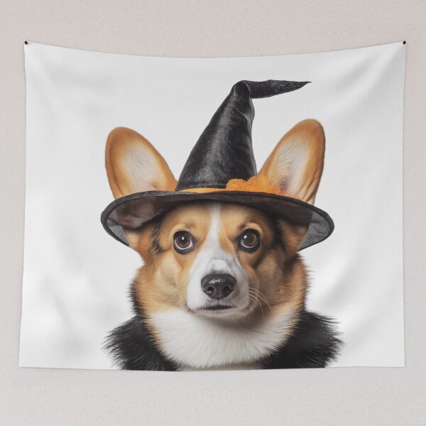 Item preview, Corgi Dog Wearing Halloween Witch Hat designed and sold by LazyOwlStore.