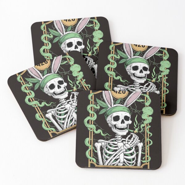 Item preview, Happy Weedster 420 Easter Day  Skeleton Smoking Weed Tarot Card designed and sold by MAKOPOKOShop.