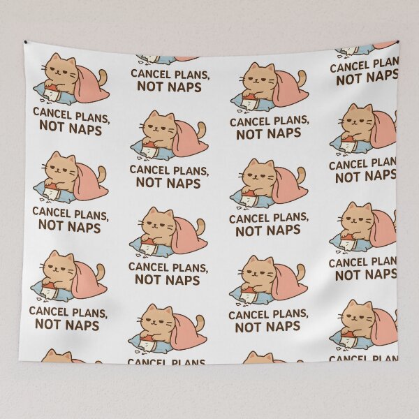 Item preview, Lazy Cat Meme – “Cancel Plans, Not Naps” – Cozy Kawaii Art for Introverts designed and sold by Boombox Theory.