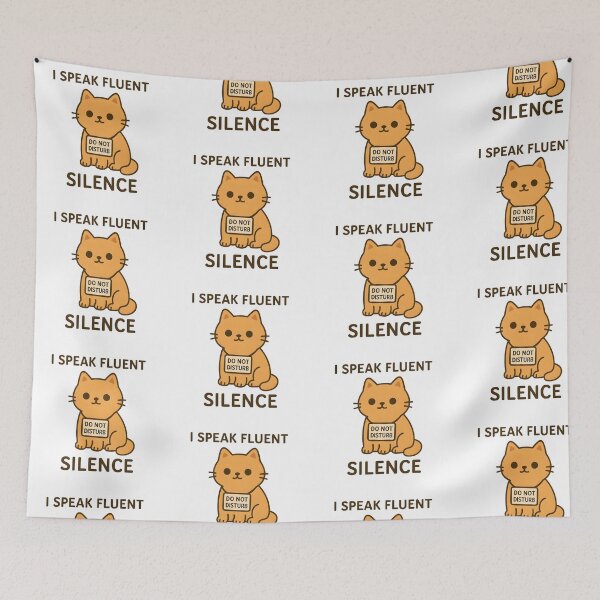 Item preview, Zen Cat Meme – “I Speak Fluent Silence” – Minimalist Kawaii Design for Quiet Souls designed and sold by Boombox Theory.