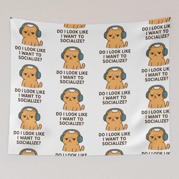 Item preview, Sassy Cat Illustration – “Do I Look Like I Want to Socialize?” – Kawaii Meme for Quiet People designed and sold by Boombox Theory.