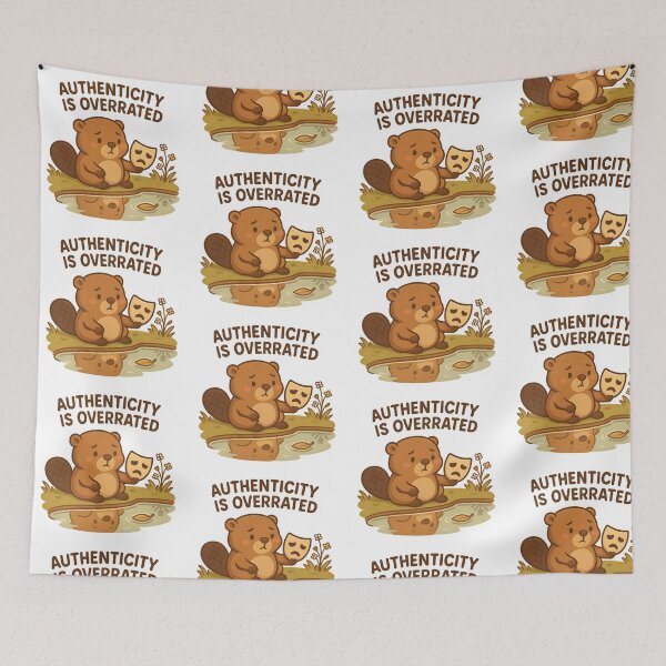 Item preview, Sad Beaver Meme – “Authenticity Is Overrated” – Cute Deep Thought Kawaii Cartoon designed and sold by Boombox Theory.
