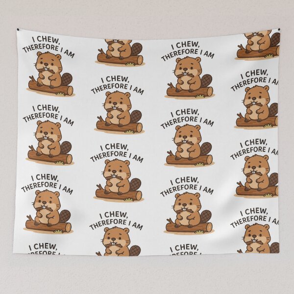 Item preview, Funny Existential Beaver – “I Chew, Therefore I Am” – Kawaii Cartoon Philosophy Meme designed and sold by Boombox Theory.