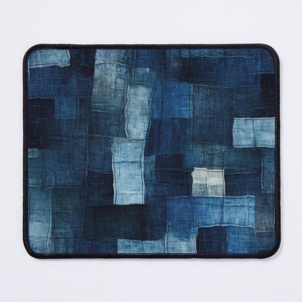 Item preview, Indigo Patchwork Denim Texture – Abstract Blue Fabric Art designed and sold by SylvieVibes.