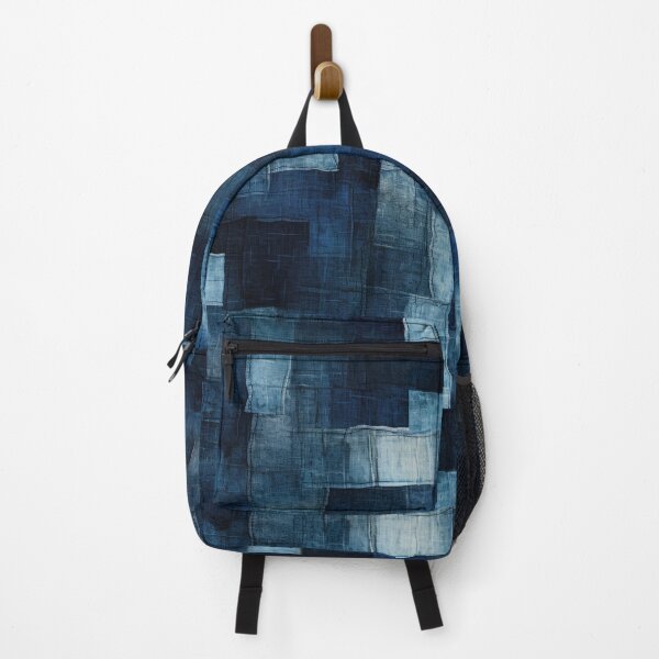 Item preview, Indigo Patchwork Denim Texture – Abstract Blue Fabric Art designed and sold by SylvieVibes.
