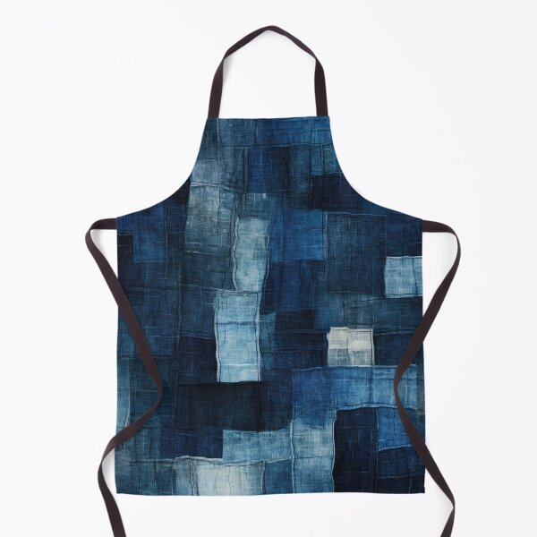Aperçu de l'œuvre Indigo Patchwork Denim Texture – Abstract Blue Fabric Art créée et vendue par SylvieVibes.