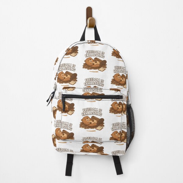 Item preview, Tired Beaver Cartoon – “Freedom Is Exhausting” – Kawaii Existential Crisis Art designed and sold by Boombox Theory.