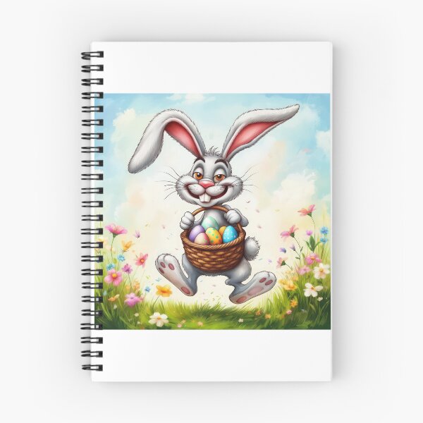 Item preview, funny Easter bunny jumps with a basket in a meadow in spring, funny easter,Happy Easter,Easter Day,easter illustration,Easter designed and sold by Expressions-Sel.