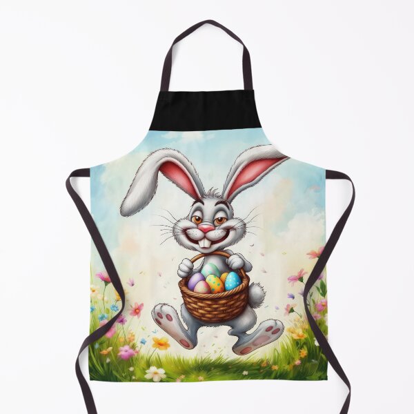 Item preview, funny Easter bunny jumps with a basket in a meadow in spring, funny easter,Happy Easter,Easter Day,easter illustration,Easter designed and sold by Expressions-Sel.