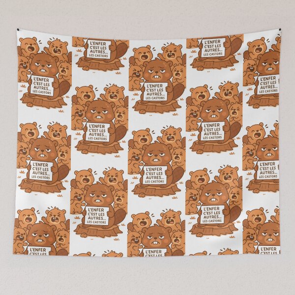 Item preview, Cute Beaver Meme – “L’enfer, c’est les Castori” – Kawaii Existential Humor Illustration designed and sold by Boombox Theory.