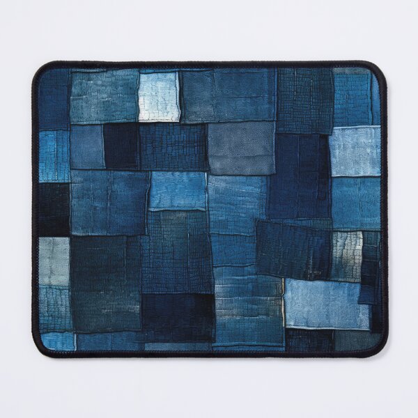 Item preview, Indigo Patchwork Denim Texture – Abstract Blue Fabric Art designed and sold by SylvieVibes.